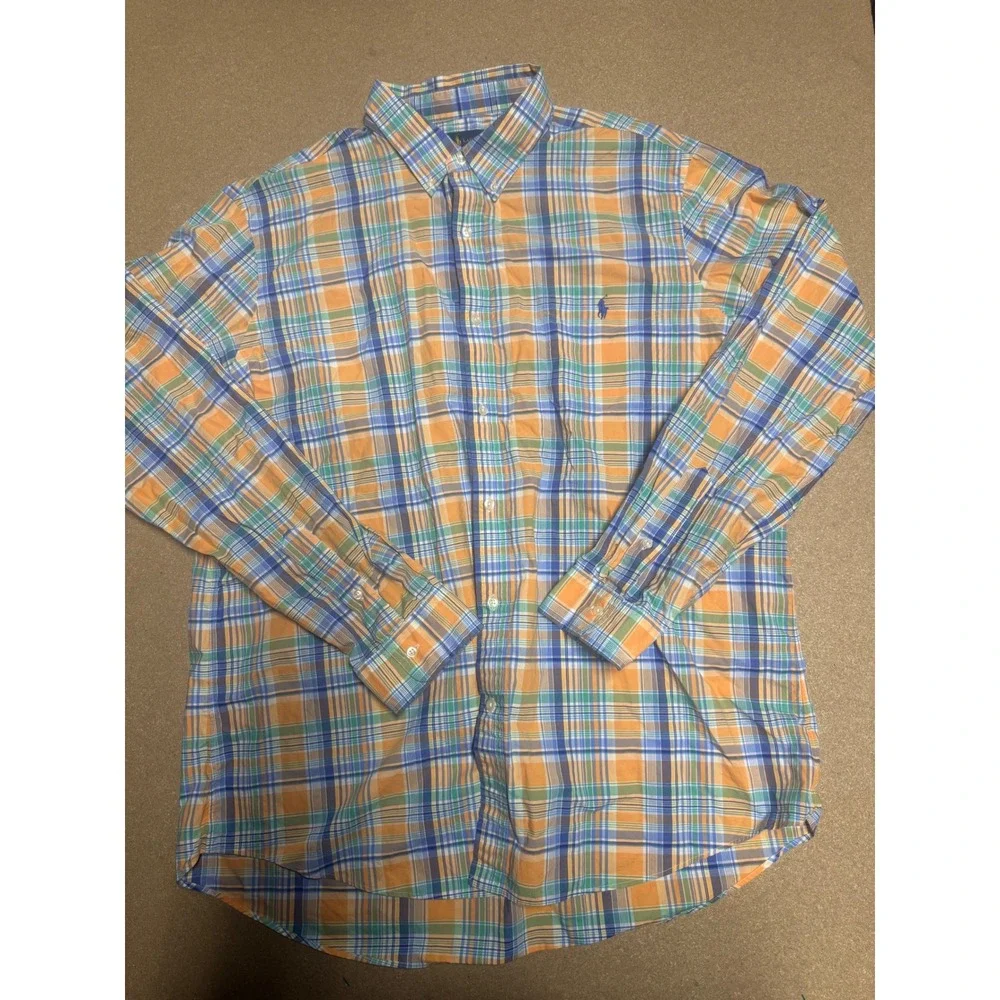 Ralph Lauren Plaid Button Down Shirt Men's‎ XXL 100% Cotton Stretch $89